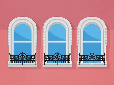 Victorian windows building flat illustration london victorian window