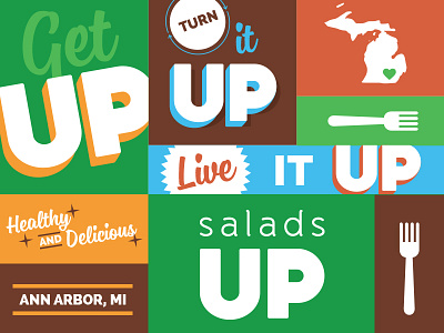 Salads UP Mural ann arbor bold bright interior michigan minimal modern salad salads up script sign typography