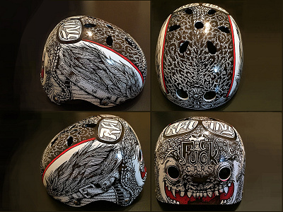 Helmet art character fixedgear helmet illustations marker spb velo