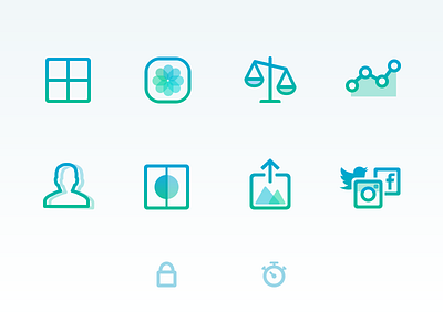 Pushh Website Icons before and after export grid icons lock measurements progress pushh reminders scale