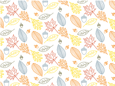 Autumn is Awesomn acorn autumn fall illustration leaves maple oak pattern