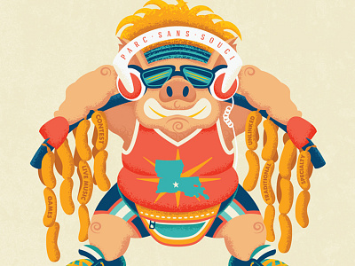 2014 Boudin Cook-Off Poster Illustration boudin cochon cook off crossfit festival food lafayette louisiana music pig poster