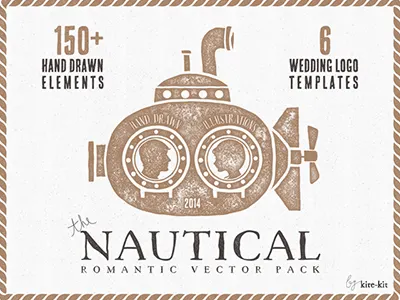 Submarine anchor badge hand drawn logo love naitical narwhal rope sea submarine vector vintage