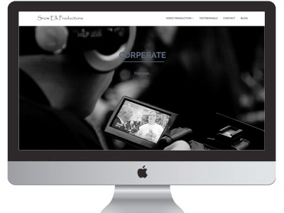 Snippet of the new Snow Elk Productions Website black and white bootstrap corporate monochrome web design