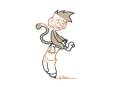 Work in progress - personal mascot design fun happy illustration in mascot monkey pen progress tablet vector work