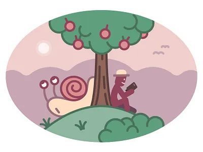 Mr Olaf is reading a book book dusk flat fruit mrolaf reading snail tree vector