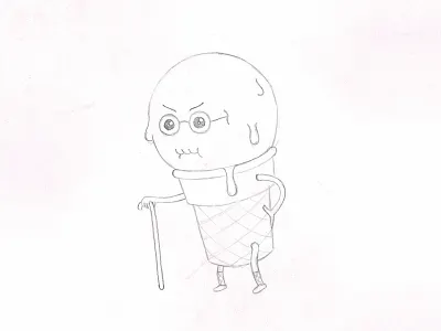 Jubihelado Sketch angry draw food funny ice cream illustration old oldman retired sketch