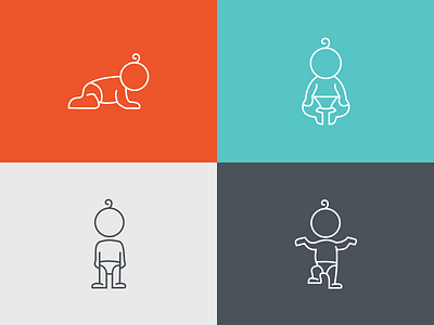 First Steps baby glyphs icons kids line line icons sketch vector