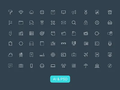 Freebie - 60 Vector Line Icons ai collection free freebie icon icons line modern psd set thin vector