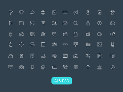 Freebie - 60 Vector Line Icons ai collection free freebie icon icons line modern psd set thin vector