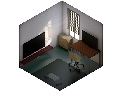 The room c4d cinema4d house isometric light lowpoly room window