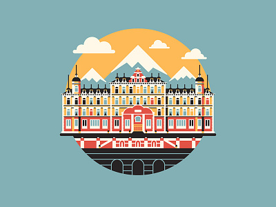 Keep Your Hands Off My Lobby Boy! clouds dan kuhlken dkng grand budapest hotel hotel icon mountains nathan goldman vector wes anderson