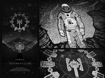 INTERSTELLAR christopher nolan film illustration interstellar movie planet poster scifi screen print space stars