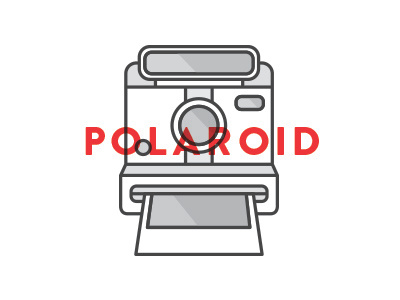 Polaroid Icon camera emblem film flash icon illustration lens line mark polaroid shadow typography