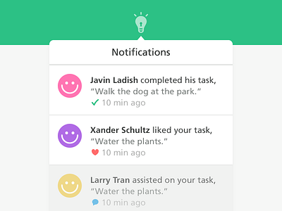 Happy Notifications dropdown green happy javin ladish notifications tasks ui web