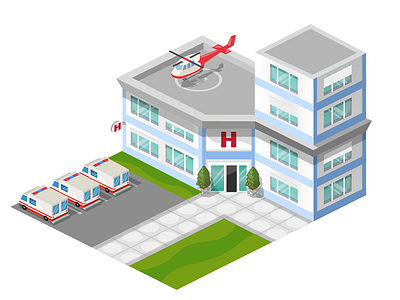 Game Art / Hospital 2d build casual city design game health hospital isometric medical vector wacom