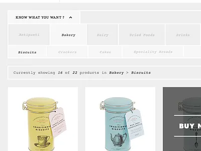 Product Category Filter and Listing category clean design down drop filter food minimal product typography ui web