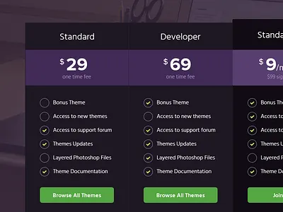 Pricing button green pricing purple wordpress