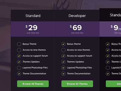 Pricing button green pricing purple wordpress