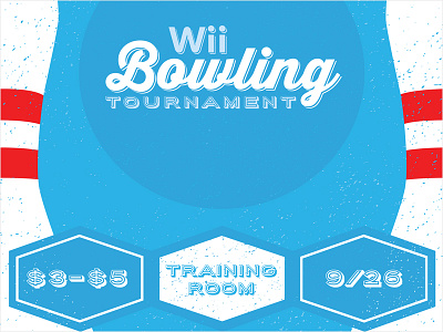 Company Wii Bowling Tournament Poster bowling fun screen printing style vintage