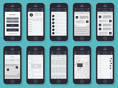 iPhone App Wireframe Kit app app design app ui app wireframes iphone mockup ui ux wireframes