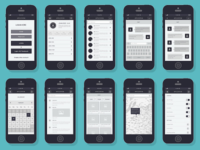 iPhone App Wireframe Kit app app design app ui app wireframes iphone mockup ui ux wireframes