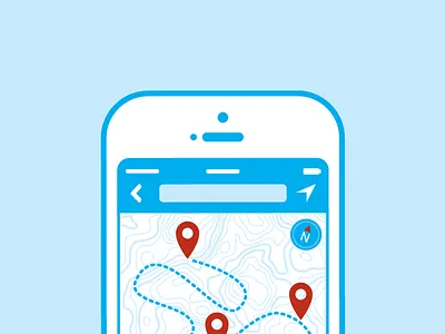 Iphone nav icon compass cyan dashboard icon iphone map navigation path pin topography