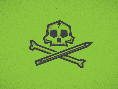 Skull + Cross Pencil bone dots femur icon illustration lightning bolt line work pencil pirate sharpen skull strokes