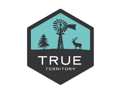 True Territory badge blue hunting identity logo mark