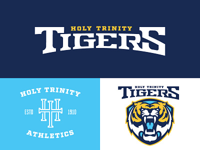 Holy Trinity Athletics System athletics blue growl logo roar tigers yellow