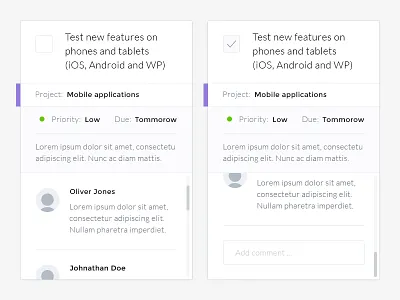Task Widgets checkbox checkmark comment flat input field scroll task textarea tick todo web app widget