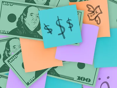 Post-Its & Benjamins benjamin franklin benjamins illustrator money post it trello