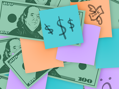 Post-Its & Benjamins benjamin franklin benjamins illustrator money post it trello