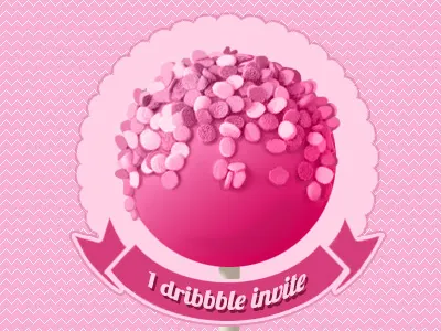 Dribbble invite cake candy cookie dribbble illustration invite pink ribbon sweet
