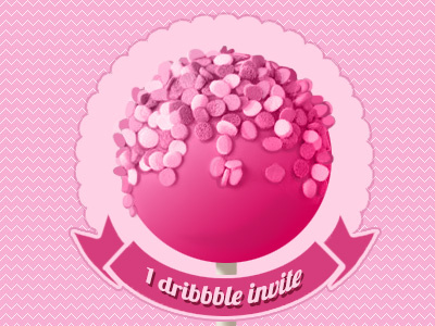 Dribbble invite cake candy cookie dribbble illustration invite pink ribbon sweet