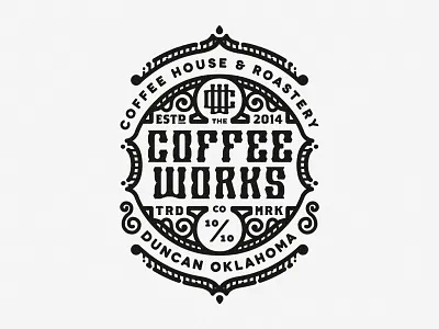 Works Badge badge coffee emblem lettering logo