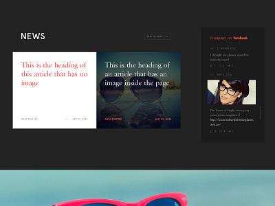 News and Facebook feed clean comment date design facebook minimal news photography share social media web website