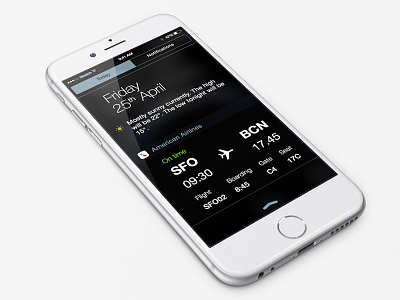 American Airlines Widget american airlines flight ios ios 8 iphone 6 ramotion travel ui ux widget