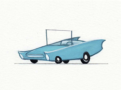 Belle Isle Zephyr car classic convertible detroit gouache retro