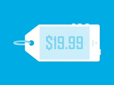 E-commerce clean device flat illustration iphone mobile price tag sale vector