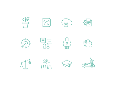 Secondmusicons icons illustration innovation products secondmuse services set