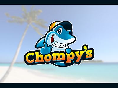 Chompy's logo cartoon character design illustration logo mascot shark vector