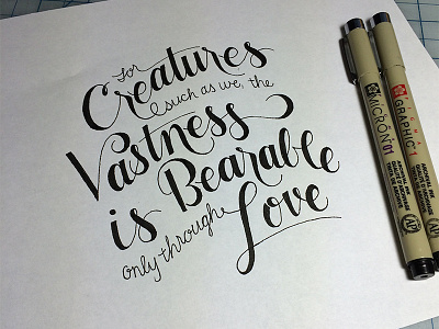 The Vastness is Bearable Only Through Love hand lettering lettering quotes typography