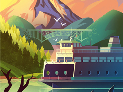 Anacortes illustration poster washington