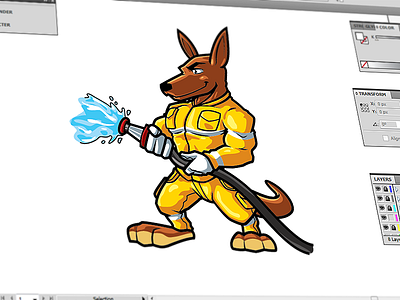 Kangaroo work in progress character fighter fire illustration kangaroo logo mascot vector yellow