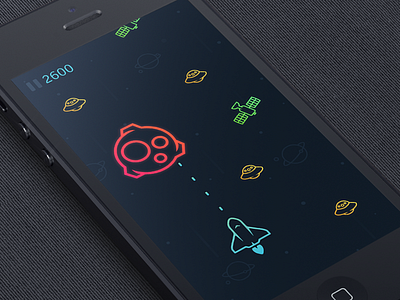 Space Game app astroid design flat game icon ios iphone satellite shuttle space ufo