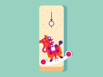 childhood geometric gif loop pony tick time tock