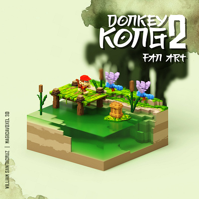 Donkey Kong 2 colombia diddy donkey kong fan art nintendo snes voxel voxelart