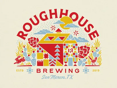 Roughhouse Brewing beer branding brewery brewing craftbeer design graphic design hillcountry hops illustration illustration art nature rabbit roadrunner texan texas texture typography vector