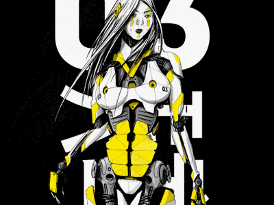 Number 3 process art artwork cyborg drawing girl illustration illustrations mzk process robot sexy